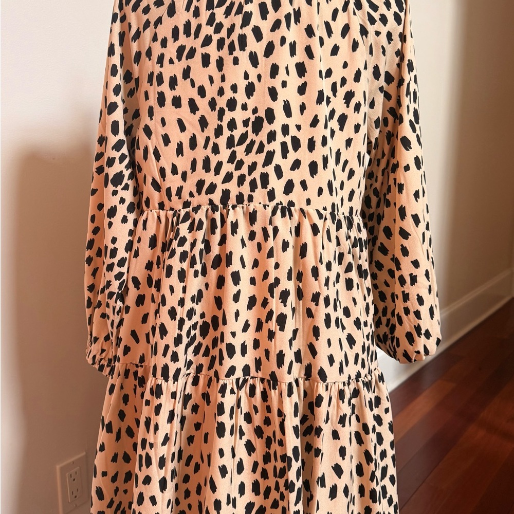 Vineyard Vines Beige Leopard Print V-Neck Mini Dress S - Picture 6 of 6
